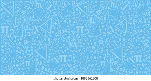 Mathematics concepts background. Concept of education. School vector seamless pattern with math formulas, calculations and figures. Algebra, geometry, statistics, basic maths. Vector Illustration