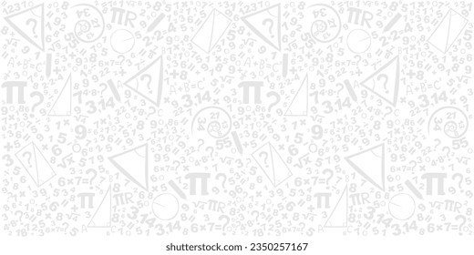 Mathematics concepts background. Concept of education. School vector seamless pattern with math formulas, calculations and figures. Algebra, geometry, statistics, basic maths. Vector Illustration
