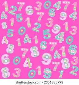 Mathematics concepts background. Concept of education. School  seamless pattern. Background with multicolor numbers. Design element for wallpaper, wrapping paper or fabric. Vector Illustration