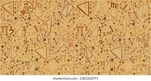 Mathematics concepts background. Concept of education. School vector seamless pattern with math formulas, calculations and figures. Algebra, geometry, statistics, basic maths. Vector Illustration