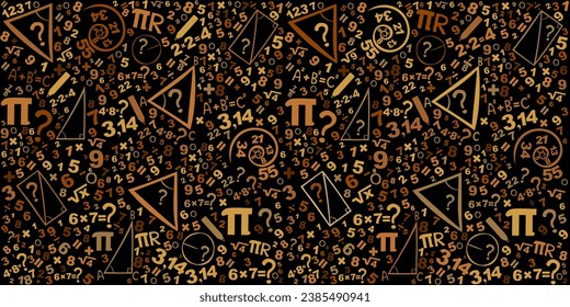 Mathematics concepts background. Concept of education. School vector seamless pattern with math formulas, calculations and figures. Algebra, geometry, statistics, basic maths. Vector Illustration