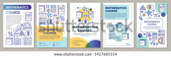 Mathematics course, math lessons brochure\
template layout. Flyer, booklet, leaflet print design with linear\
illustrations. Vector page layouts for magazines, annual reports,\
advertising\
posters