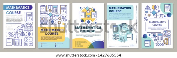 数学コース 数学レッスンのパンフレットテンプレートレイアウト チラシ 小冊子 チラシの印刷デザイン リニアイラスト 雑誌 年次報告書 広告ポスターのベクター画像ページレイアウト のベクター画像素材 ロイヤリティフリー