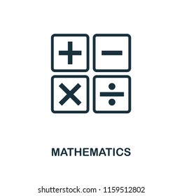 Mathematics creative icon. Simple element illustration. Mathematics concept symbol design from school collection. Can be used for mobile and web design, apps, software, print.