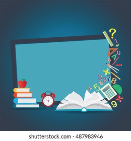 Mathematics design background with open book, back to school creative, Education conceptual, Modern template Design Vector illustration.