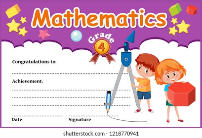 Mathematics Diploma Certificate Template Illustration Stock Vector ...