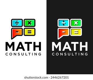 Mathematics education icon and chat logo design.