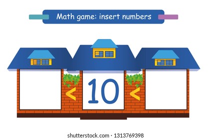 Mathematics educational game for children. Complete the row. Write the missing numbers.  