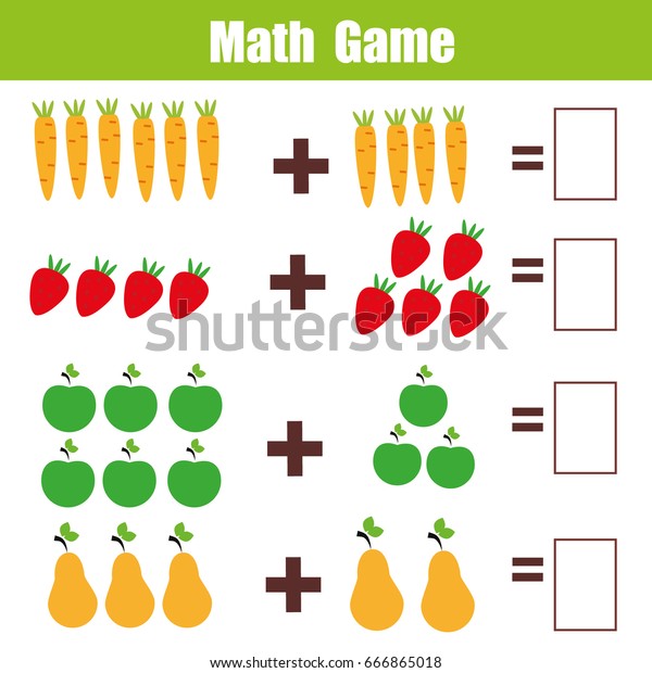 Mathematics Educational Game Children Learning Addition Stock Vector ...