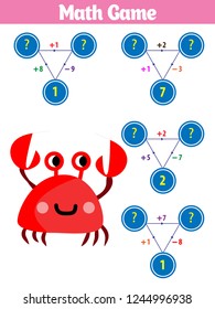 Mathematics educational game for children. Vector illustration.
