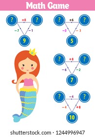 Mathematics educational game for children. Vector illustration.