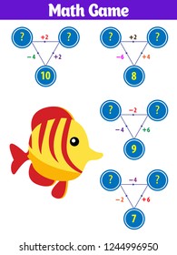 Mathematics educational game for children. Vector illustration.