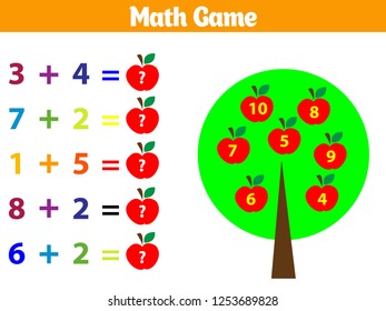 Mathematics educational game for children. Vector illustration.