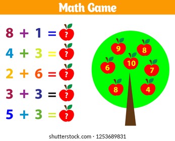 Mathematics educational game for children. Vector illustration.