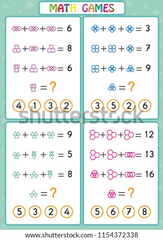 mathematics educational game kids fun worksheets stock vector mathematics educational game for kids fun worksheets for children kids are learning to solve