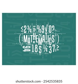Ingeniería matemática y símbolos matemáticos sobre fondo turquesa. Combinación de matemáticas para la educación, los negocios, la ciencia y el mundo. Contexto matemático