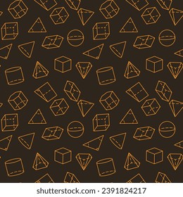 Mathematics Figures dark linear seamless pattern - Geometry Science concept vector background