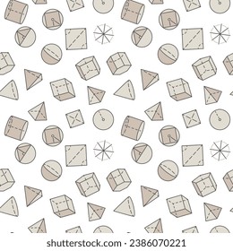 Mathematics Figures and Shapes colored seamless pattern - Geometry Science concept vector background