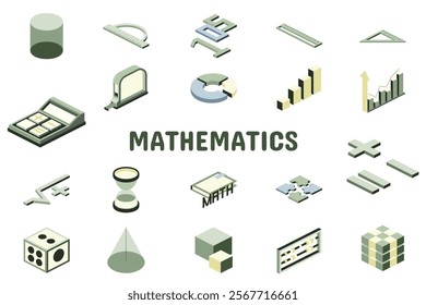 Mathematics Flat Vector Illustration Icon Sticker Set Design Materials