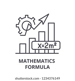 Mathematics formula line icon concept. Mathematics formula vector linear illustration, symbol, sign
