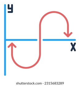 Mathematics Function or Graph vector Analysis Curve concept colored icon or sign