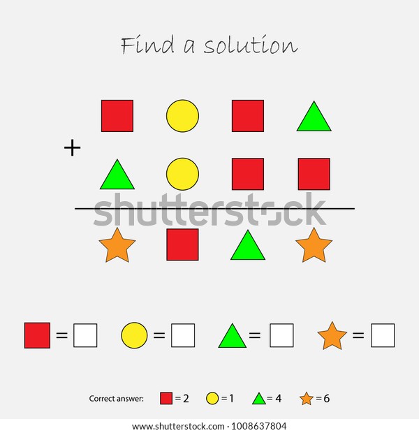 子ども向けの図 幾何学的な図形 を使った数学ゲーム 解決策の見つけ出し 子ども向けの教育ゲーム 学校ワークシートの活動 論理的思考の開発のタスク ベクターイラスト のベクター画像素材 ロイヤリティフリー