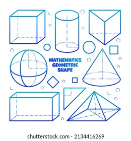 Matemáticas Dibujo de doodle de forma geométrica con estilo de contorno de gradiente dibujado a mano