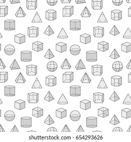 Mathematics and geometry seamless pattern. Vector texture or background made with different geometric shapes