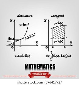 mathematics, graphical representation of the derivative and integral functions vector illustration