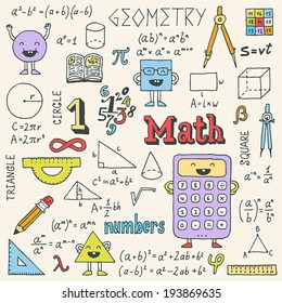 Mathematics. Hand drawn. Vector illustration.