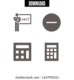 mathematics icon. 4 mathematics vector set. minus, maths and calculator icons for web and design about mathematics theme