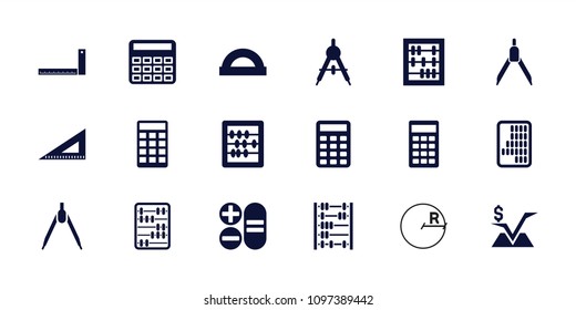 Mathematics icon. collection of 18 mathematics filled icons such as compass, calculator, abacus, ruler, protractor. editable mathematics icons for web and mobile.