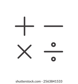 Mathematics Icon Depicting Mathematical Symbols in Black and White