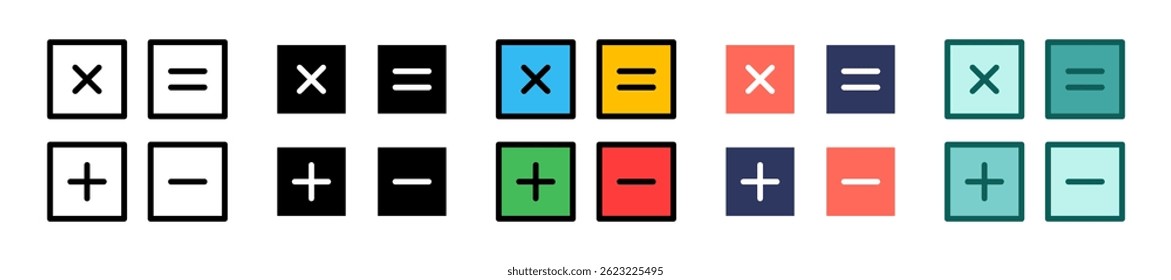 Mathematics Icon Multiple Vector Illustration
