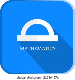 mathematics icon paper style with shadow on blue background. Vector illustration