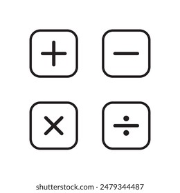 iconos de matemáticas, más, menos, multiplicar y dividir iconos