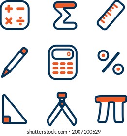 Mathematics Icon Set - Amazing vector icon of mathematics related equipments suitable for website, apps, icon, lab sign, illustration and aducational purpose in general - Vector Icons