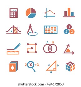 mathematics icon set. decorative symbols. editable vector file.