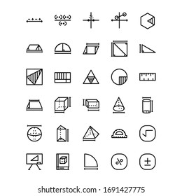 mathematics icon set design part 2. Perfect for application, web, logo, game and presentation template. icon set design line style