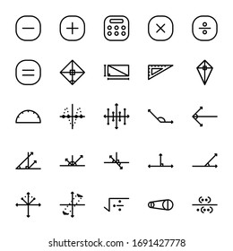 mathematics icon set design part 1. Perfect for application, web, logo, game and presentation template. icon set design line style