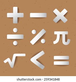 Mathematics Icon Set : Equation Set :Vector Illustration