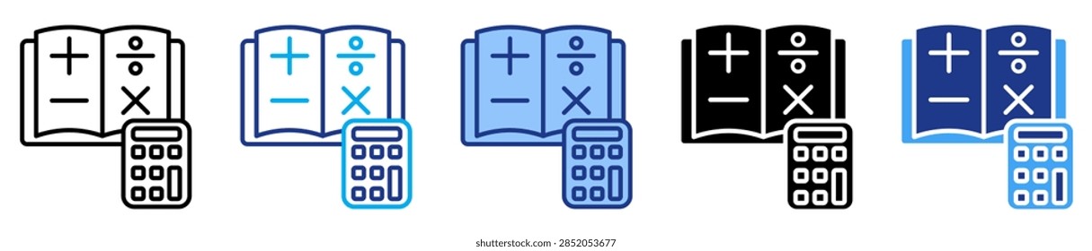 Mathematics icon set in multiple style