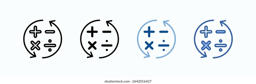 Mathematics icon sheet multiple style collection isolated vector