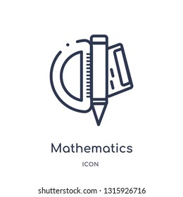mathematics icon from signs outline collection. Thin line mathematics icon isolated on white background.
