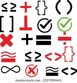 mathematics icon vector on white background for your web site. Plus Icons ,minus, division, multiplication signs