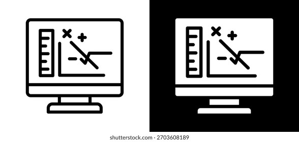 Icono de matemáticas Ilustración vectorial negro blanco