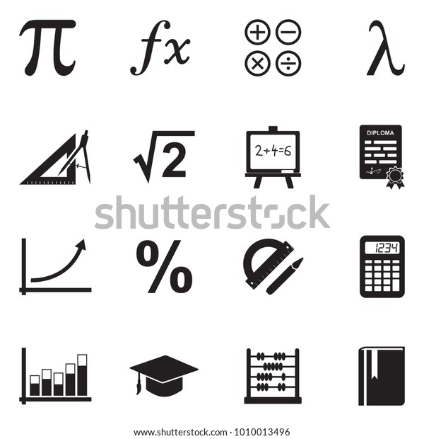 Mathematics Icons. Black Flat Design. Vector\
Illustration. 