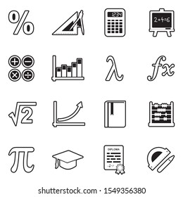 Mathematics Icons. Line With Fill Design. Vector Illustration.