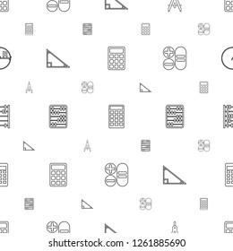 mathematics icons pattern seamless white background. Included editable line calculator, compass, triangle, abacus, circle icons. mathematics icons for web and mobile.