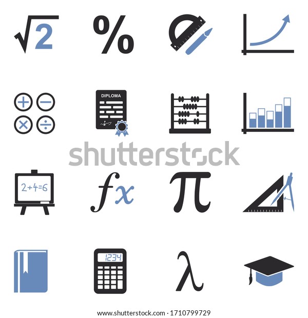 Mathematics Icons. Two Tone Flat Design.\
Vector\
Illustration.